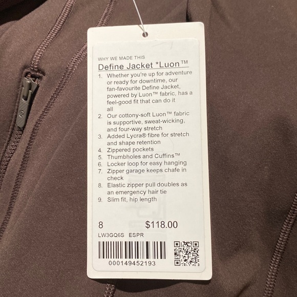 Lululemon Define Jacket Luon Espresso - Picture 3 of 9